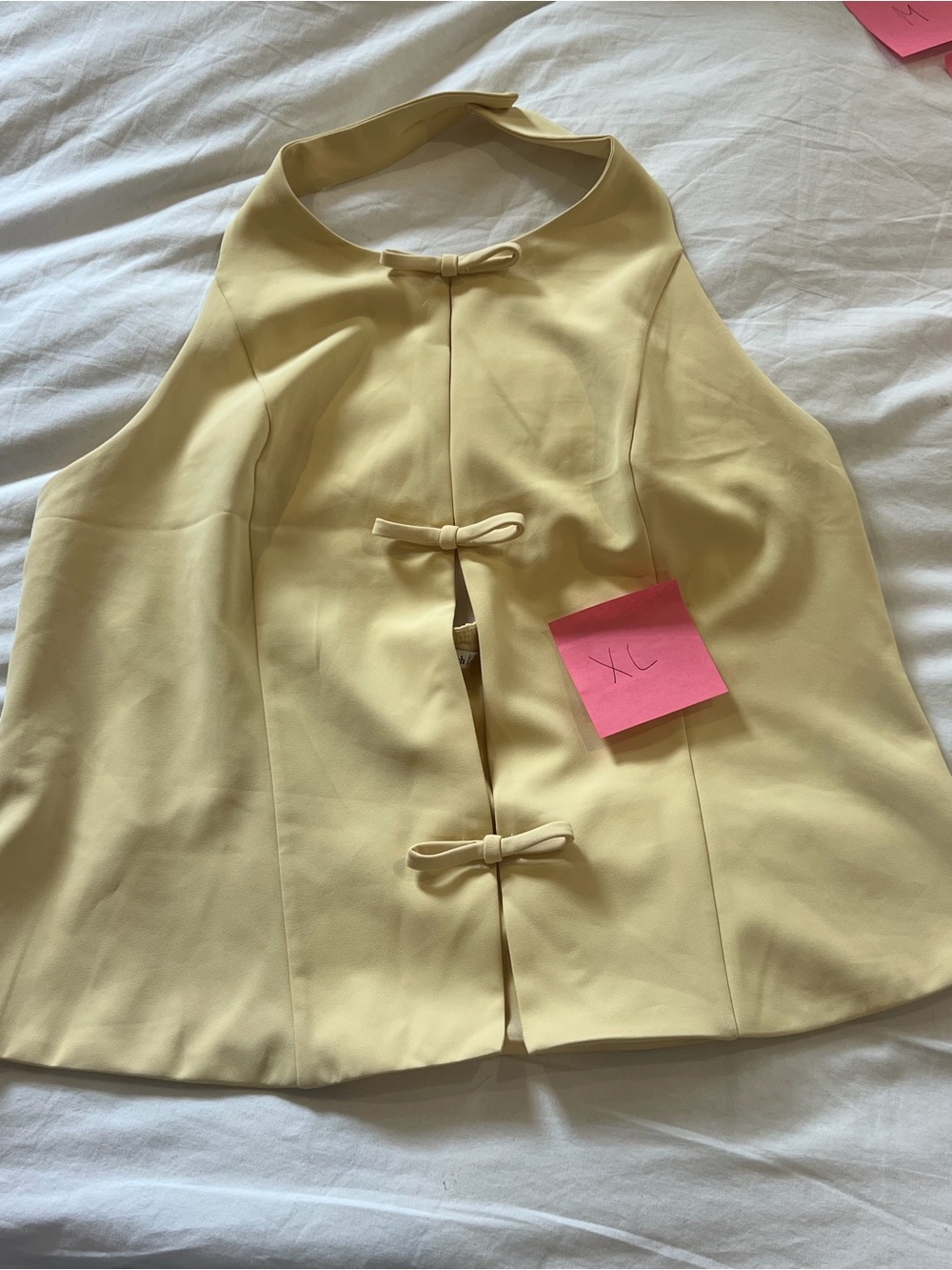 Abercrombie & Fitch Pale Yellow Halter Top with Toggle Details